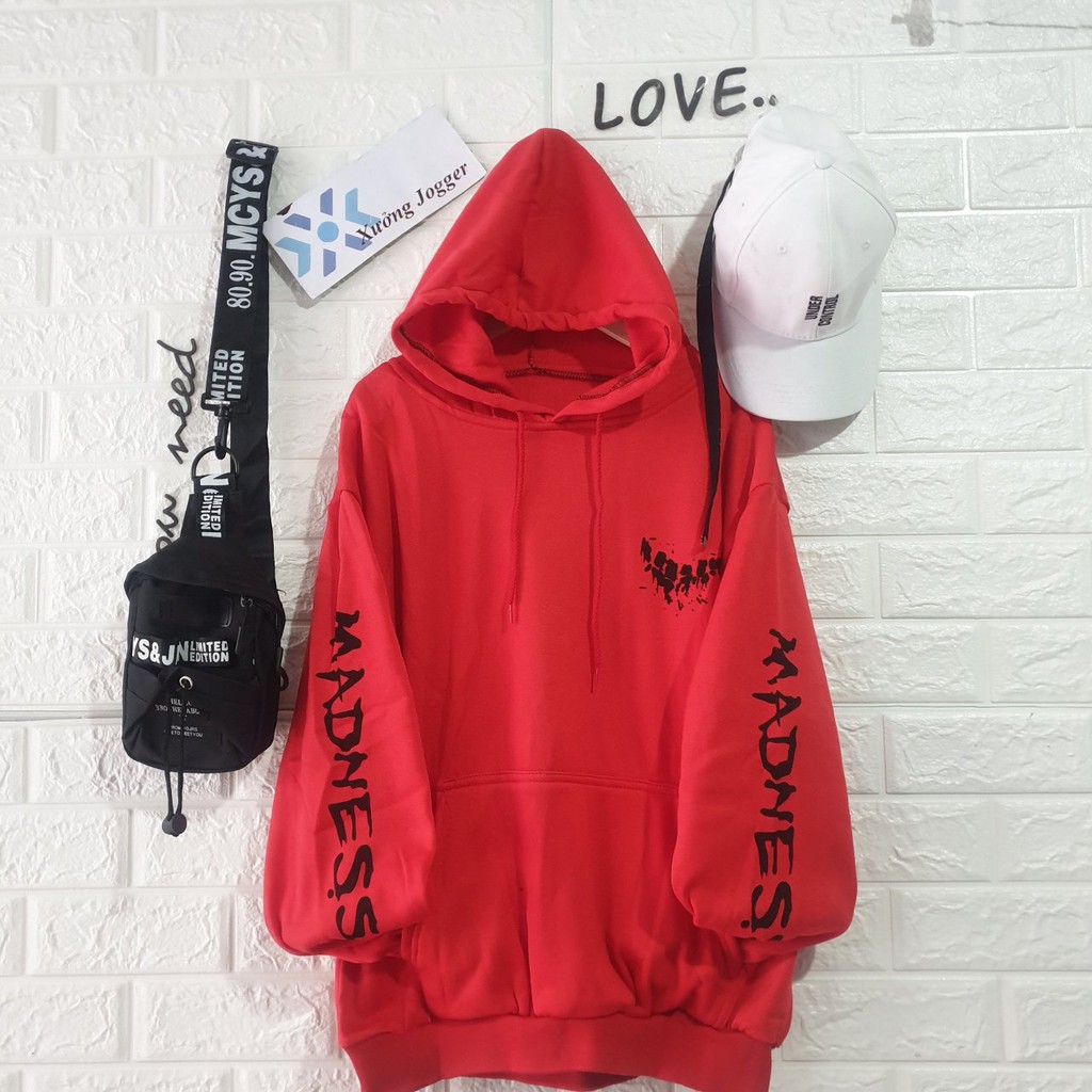 Áo hoodie nỉ tốt MADNESS Màu đen/đỏ - Kèm ảnh thật | BigBuy360 - bigbuy360.vn
