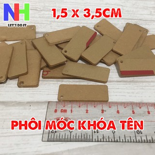 Phôi móc khóa mica - 20 cặp phôi móc khóa tên chữ nhật 1,5x3,5cm (40 miếng)