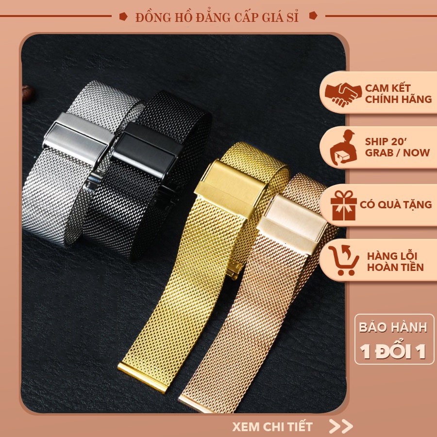 (TẶNG CHỐT) Dây đồng hồ thép lưới cao cấp (dây mesh) chính hãng Strap&Co chống gỉ cực bền