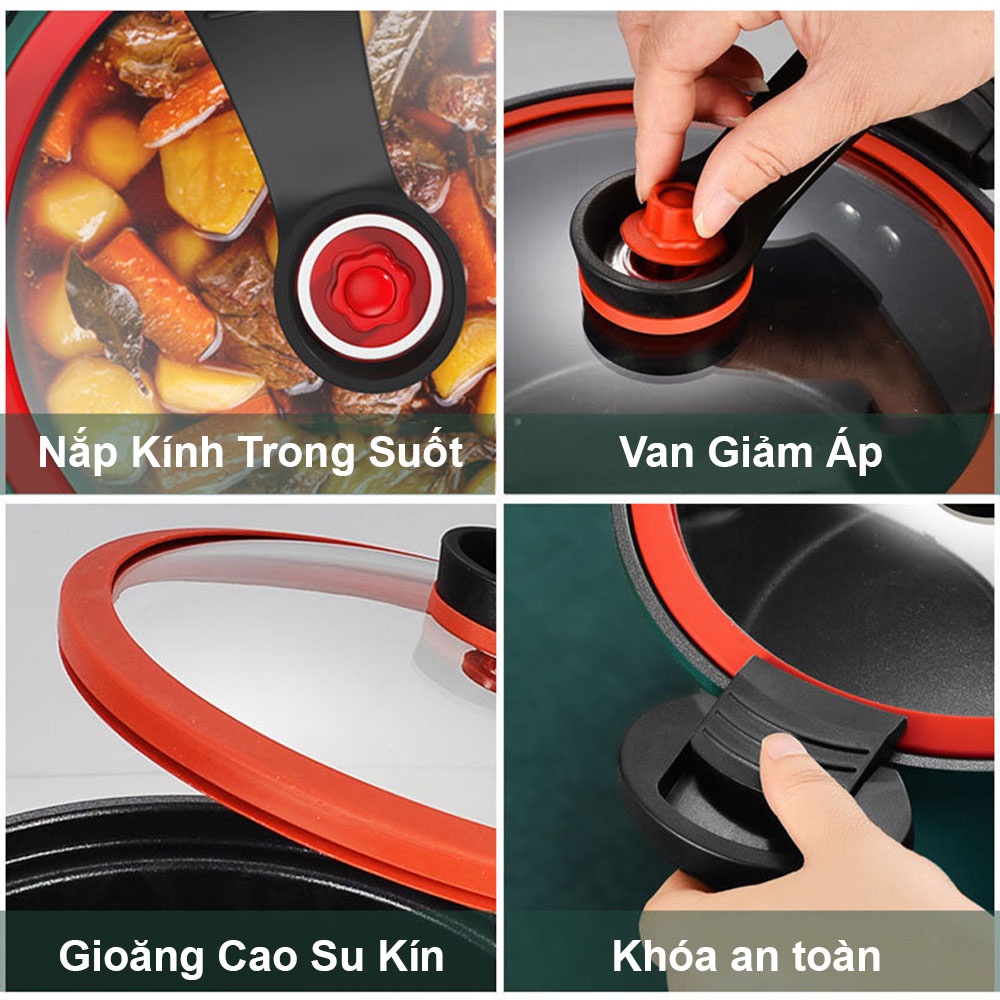 Nồi Áp Suất Đa Năng Chống Dính Cao Cấp Dung Tích 3,5 Lít  Nồi Ninh Hầm Dùng Cho Cả Bếp Từ Và Bếp Ga Tiện Lợi Gọn Nhẹ