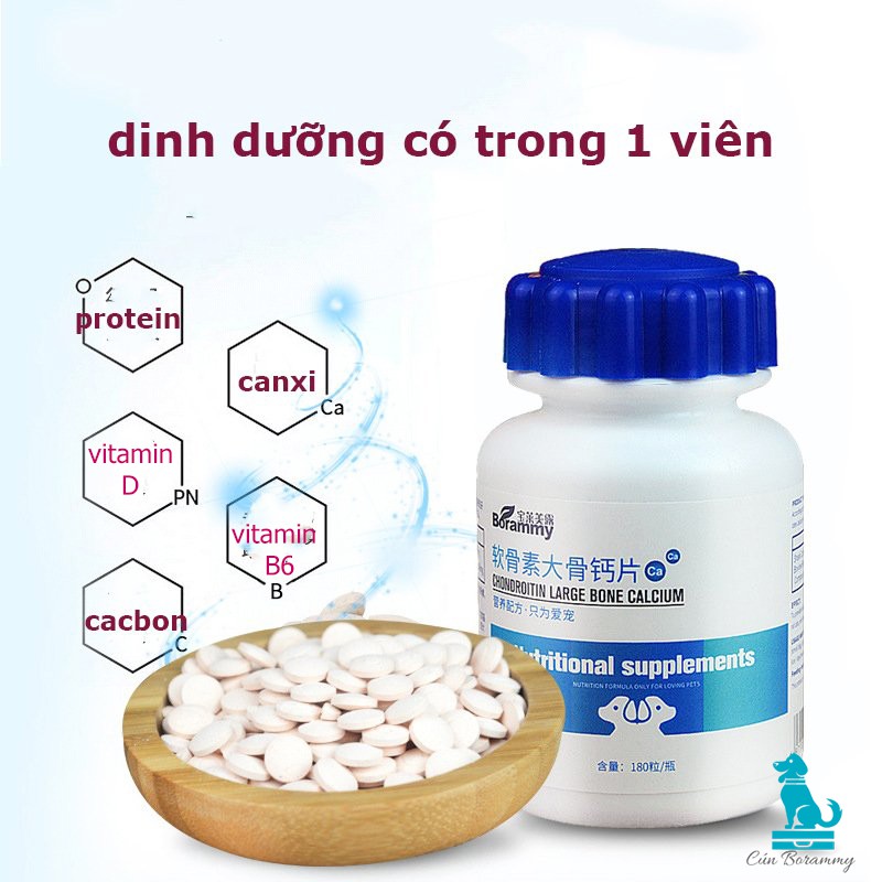 Canxi cho chó mèo BORAMMY hỗ trợ chắc xương, calcium, vitamin - thiếu canxi cho chó mèo