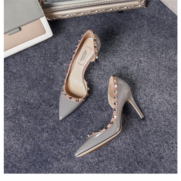 Giày Cao Gót Mũi Nhọn Đính Đinh Tán Màu Sắc Thời Trang Xuân Hè Quyến Rũ 2022 Dành Cho Nữ