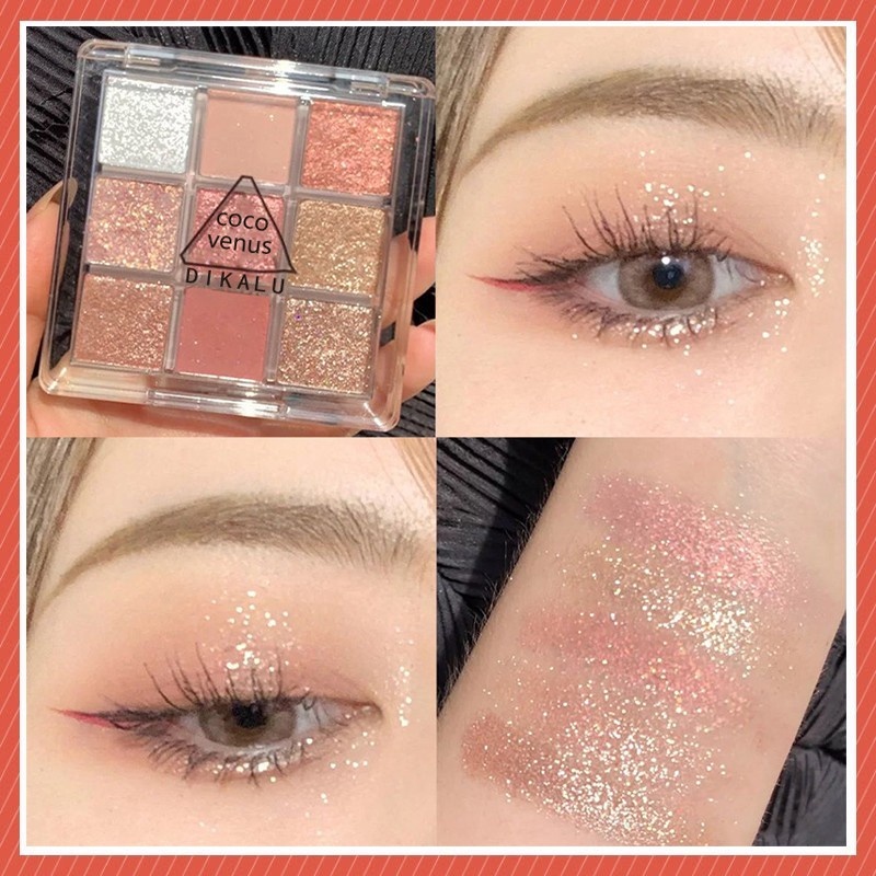 Bảng phấn mắt 9 ô Coco Venus Dikalu kim tuyến lấp lánh