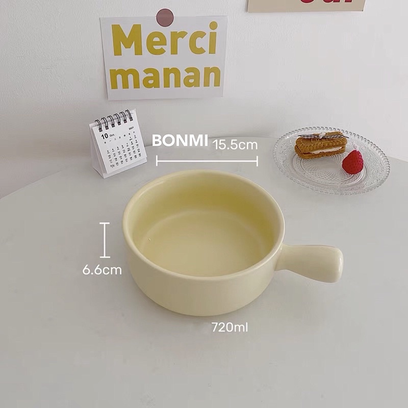 Tô sứ có tay cầm bảng màu pastel Hàn Quốc Bonmi Decor