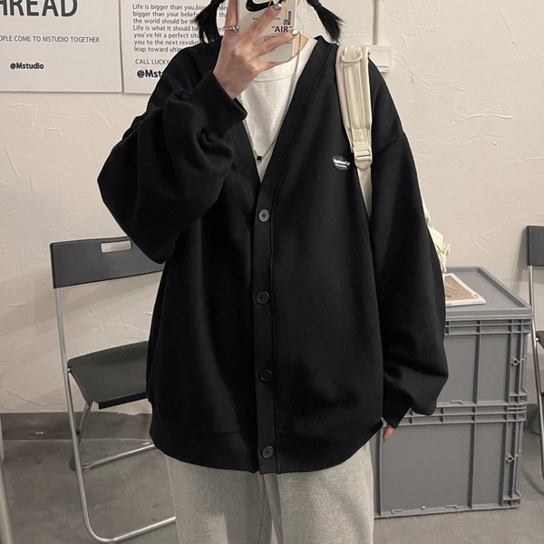 Áo khoác cardigan tay dài cổ chữ V dáng rộng vải mỏng phong cách Hàn Quốc dành cho bạn nữ