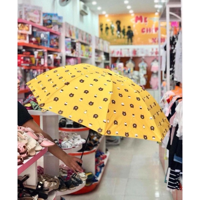 Ô che mưa che nắng hình gấu chống tia uv vải dù sịn ô dù hình dễ thương gấp gọn