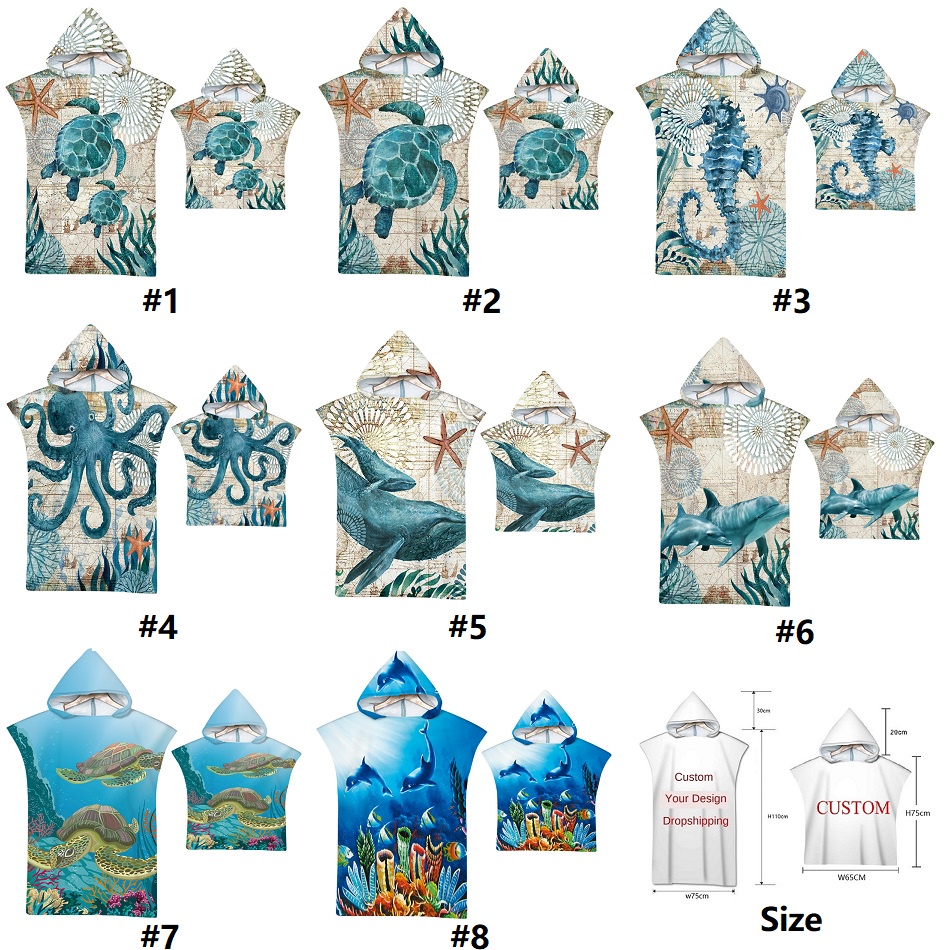 Khăn Choàng Tắm Poncho Có Nón Bằng Sợi Nhỏ Thay Đổi Nút Nhấn Cho Người Lớn Trẻ Em