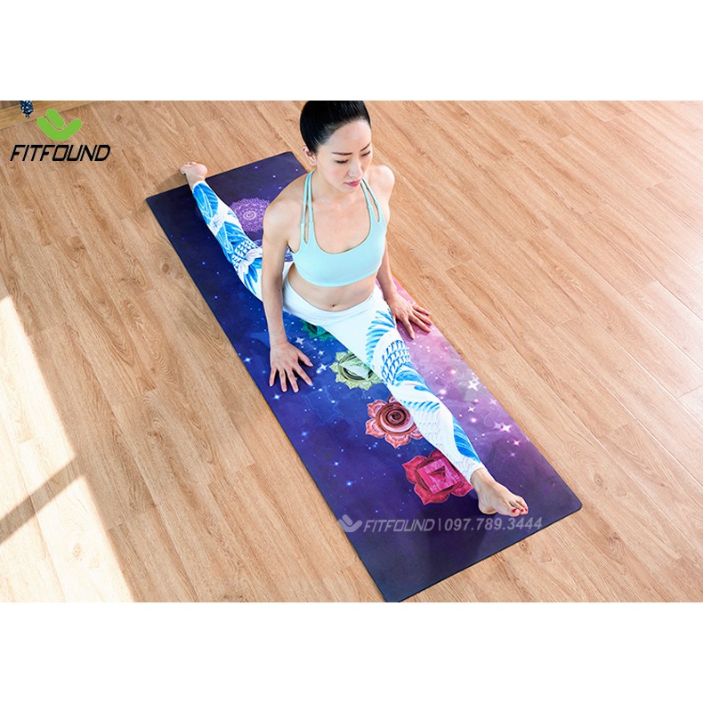 Thảm Tập Gym Yoga Pilates Cao su PU Chống Trơn Trượt Tuyệt Đối In Hoa