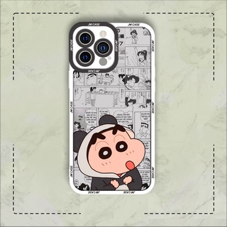 Ốp lưng iphone samsung xiaomi oppo cạnh vuông JM Case Crayon Shin gấu trúc
