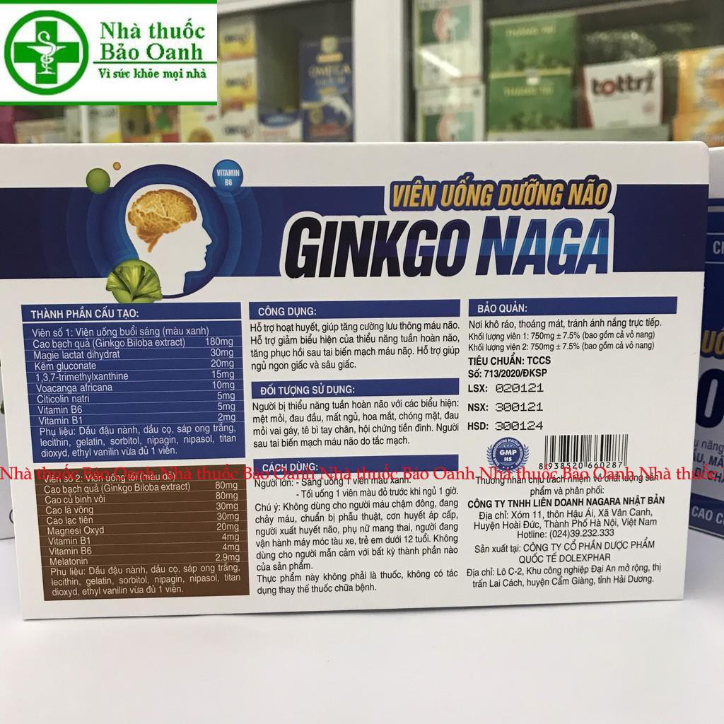 GINKGO NAGA hộp 60viên- viên uống dưỡng não. ngủ ngon sâu giấc