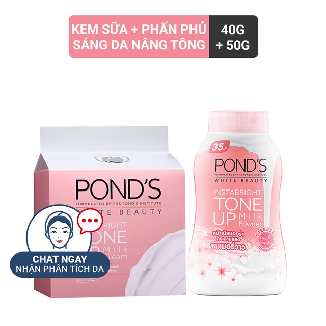 Combo Kem sữa dưỡng trắng nâng tông Pond's White Beauty 50g và Phấn phủ nâng tông Pond's White Beauty 40g | BigBuy360 - bigbuy360.vn
