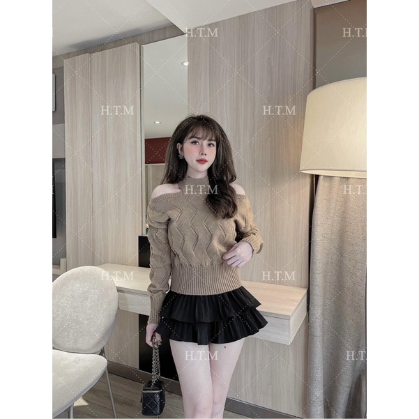 Áo Len Dài Tay Hở Vai Có 4 Màu Cực Xinh Phom Dáng Vừa Dễ Mix Đồ Hàng Đẹp Loại 1 | BigBuy360 - bigbuy360.vn