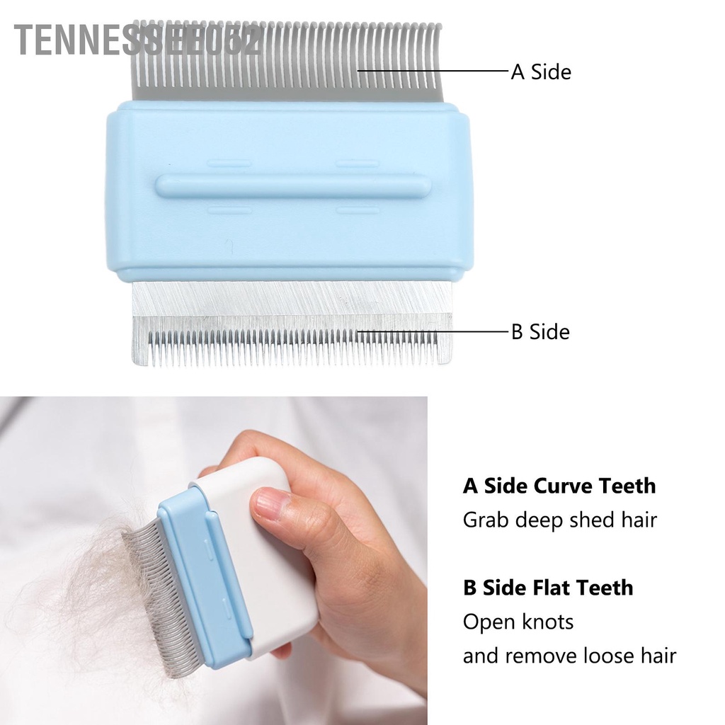 Tennessee052 Lược hai mặt dành cho thú cưng chải lông với Hộp đựng đồ bốn người chó mèo dài và ngắn