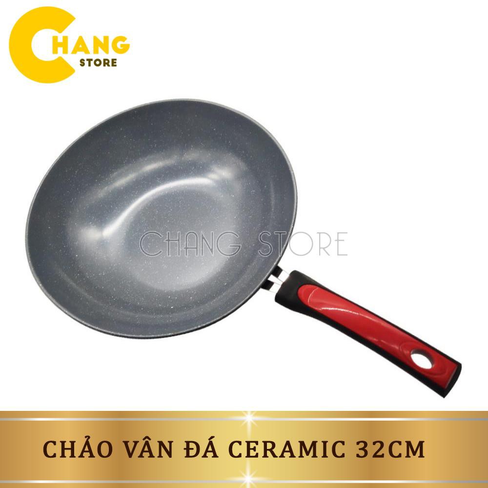 Chảo Vân Đá Ceramic 32cm Sâu Lòng, Dùng Được Cho Mọi Loại Bếp Siêu Tiện Lợi