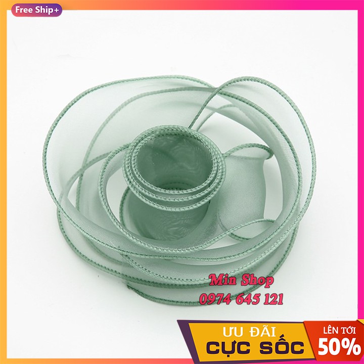 (Cuộn 9 mét) Ruy băng voan viền sóng biển Hàn Quốc bản 4cm
