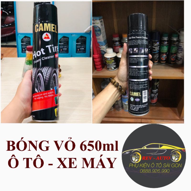 Bóng vỏ lốp ô tô - xe máy chai 650ml(Quà tặng), Camel- Neiken