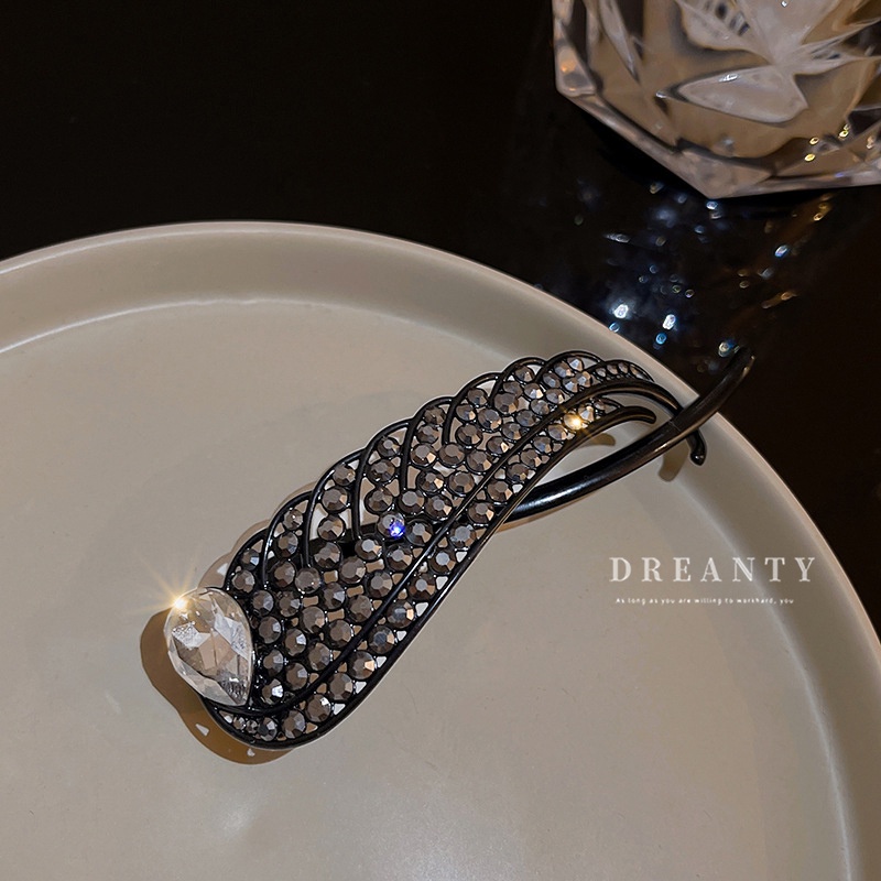 Kẹp Tóc Hình Cánh Thiên Thần Bằng Kim Loại Đính Kim Cương Nhân Tạo Thời Trang Cho Nữ