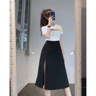 CHÂN VÁY MIDI XẺ TÀ
