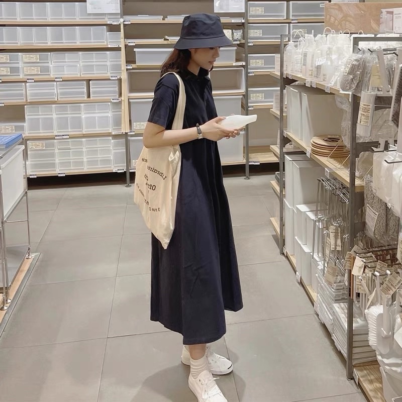 Váy Polo xanh than lacos dáng chữ A trẻ trung, năng động