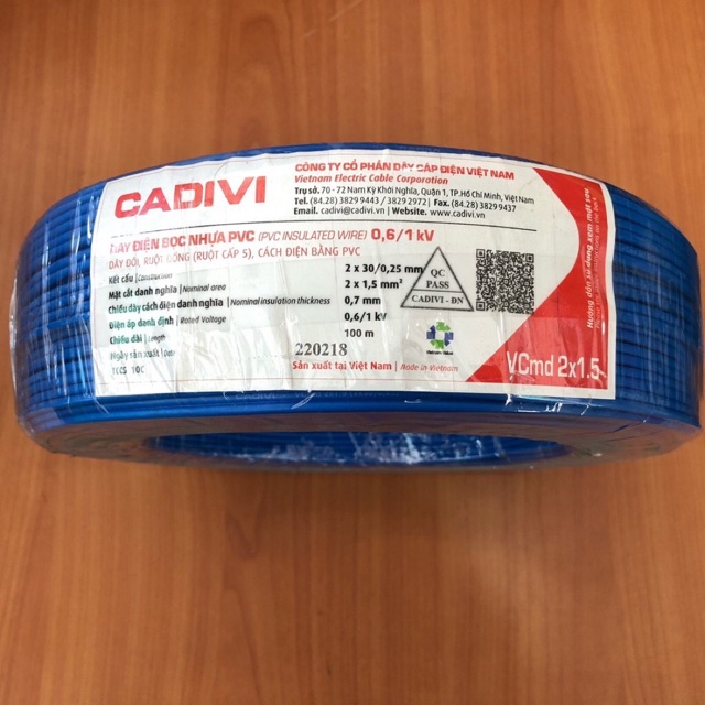 20M-25M Dây Điện Đôi Mềm CADIVI - Vcmd 2x1.5 (2x30/0.25mm) 100% đồng