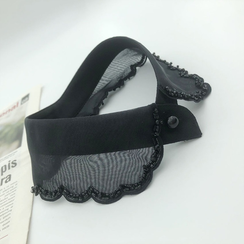 Vòng Cổ Choker Vải Organza Thêu Họa Tiết Trang Trí Hạt Gợn Sóng Thời Trang Cho Nữ