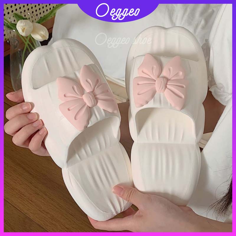 Oeggeo shop Dép Mang Trong Nhà Ba Chiều Thắt Nơ Cho Nữ