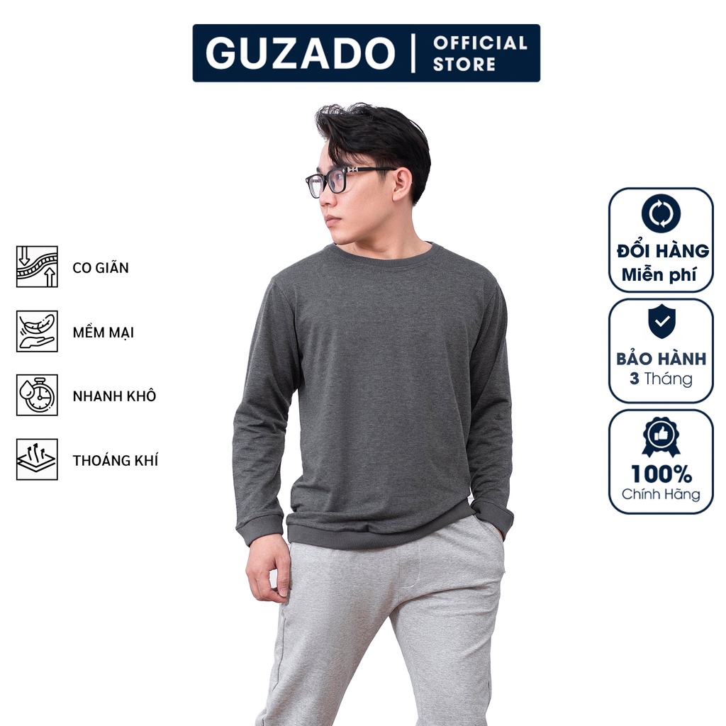 Áo thun tay dài GUZADO Chất Cotton Cá Sấu,Giữ Nhiệt Tốt,Form Regular Fit,5 Màu Cơ Bản,Trẻ Trung Năng Động GTD2118