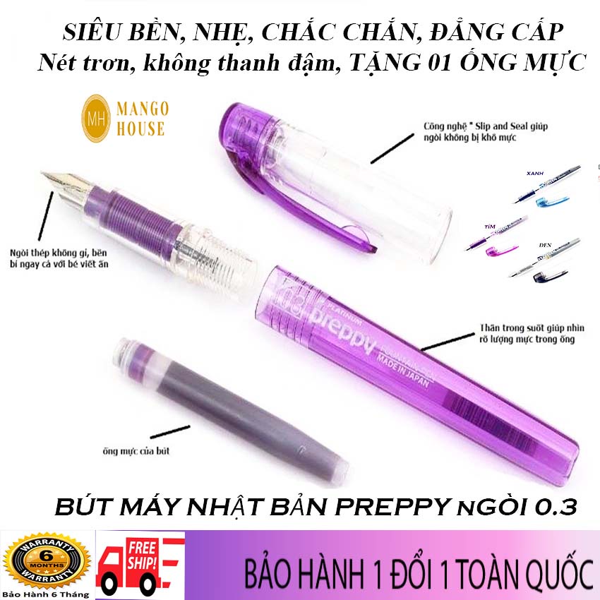 Bút máy học sinh Nhật bản PREPPY 03 - Nét 0.3mm - Ngòi siêu bền, viết cực êm tay
