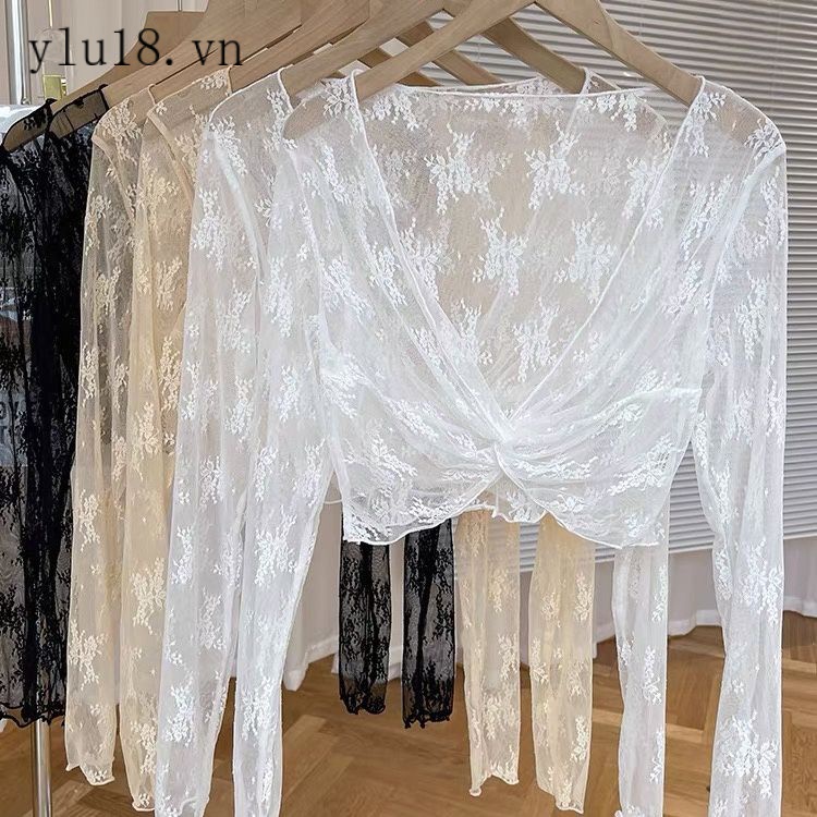 Áo Sơ Mi Lưới Mỏng Dáng Ngắn Thời Trang Mùa Hè Dành Cho Nữ