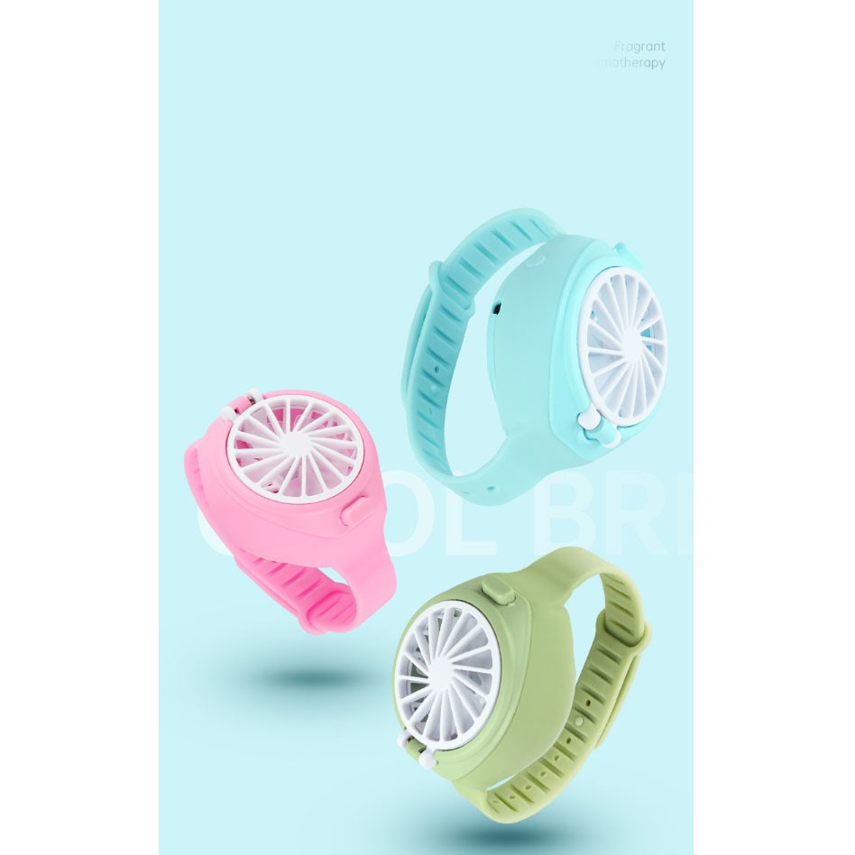 Quạt mini cứu nóng kiêm đồng hồ tích điện thời trang Watch Fan siêu cấp chanh sả dành cho bạn nữ