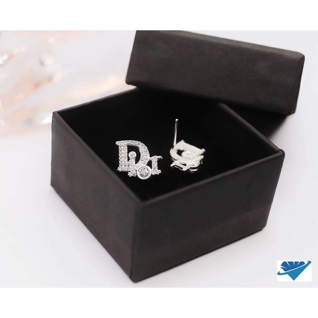 Bông tai nữ bạc thật, bông tai chữ Di-or đính đá sang chảnh - Kho sỉ bạc Nhất Linh