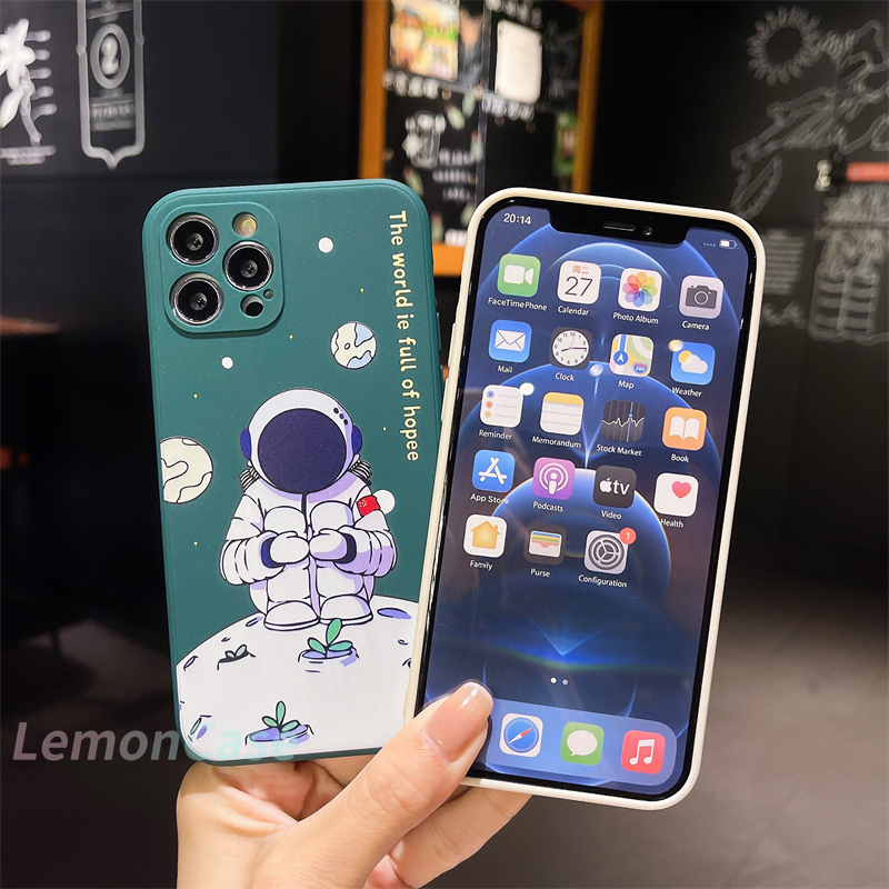 Cartoon Astronaut Moon Planet Cube Casing Soft Case OPPO A15 A93 A94 A53 2020 A7 A3S A5 2020 A5S A12 A92 A31 A9 2020 Reno 4 Lite Reno 4 F Reno 5 5F Find X3Lite A15S F17 F19 PRO A33 2020 A11K A12S A11 A1K A52 A7 A32 A12E A72 A53S C15 C12 C11