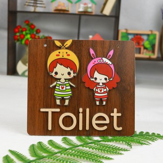 Bảng gỗ treo cửa phòng WC, bảng gỗ decor toilet tai thỏ