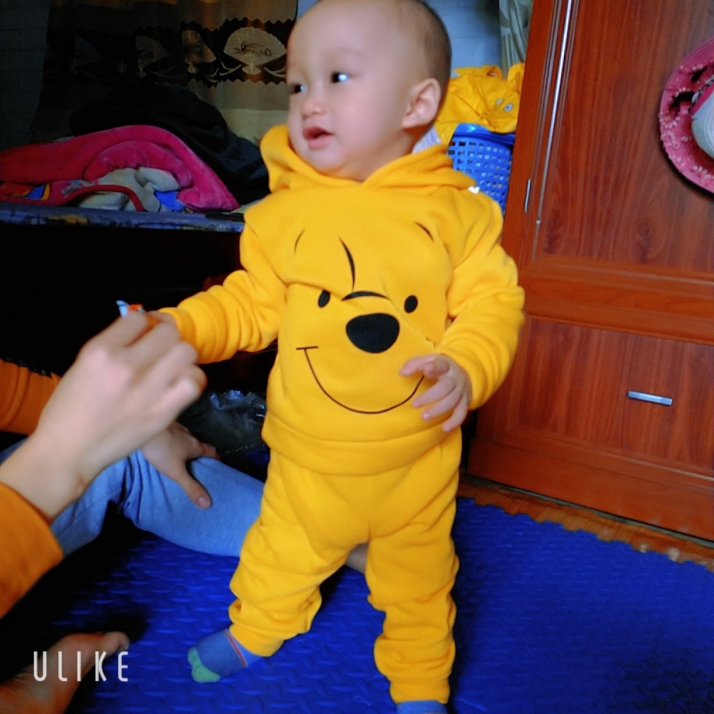 Bộ nỉ bông cho bé trai bé gái Binbon kids, Bộ dài tay in hình thú cưng cho bé từ 6-16kg Mã NGT01