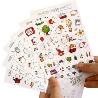 Set 6 tấm sticker dán trang trí sổ lưu niệm họa tiết thỏ dễ thương