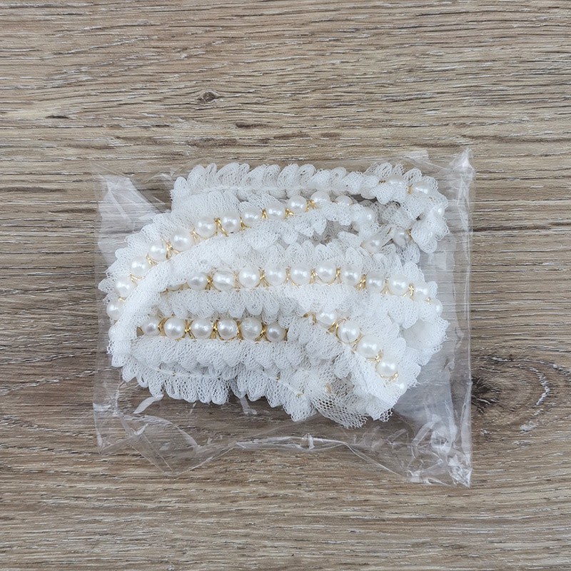 Cuộn Dây Ren Đính Ngọc Trai 1 Kích Cỡ Dùng Trang Trí Quần Áo / Kẹp Tóc Handmade DIY