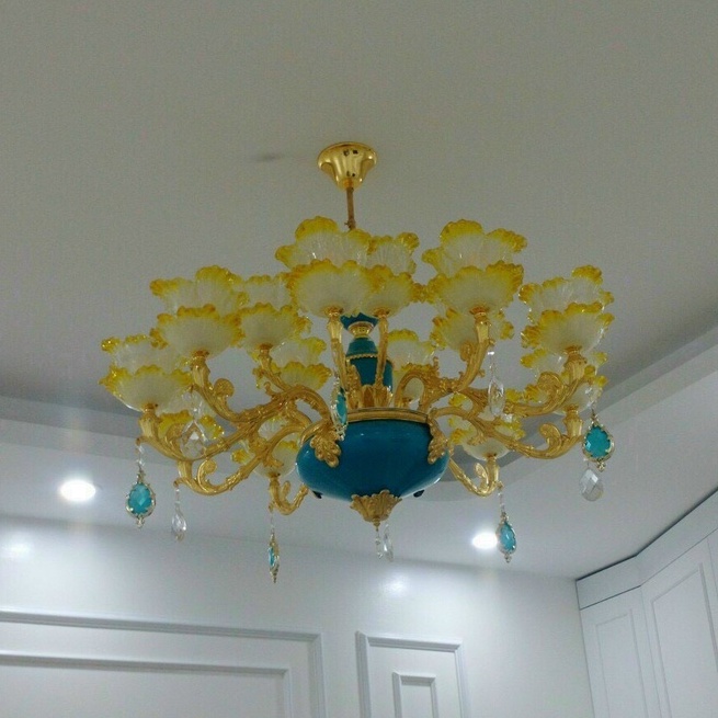 Đèn chùm MONSKY LILY15 tay hiện đại trang trí nội thất cao cấp