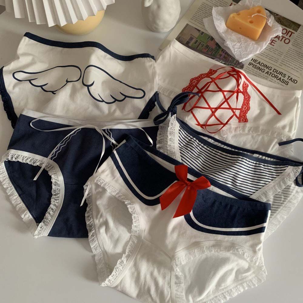 Quần lót cotton mềm mại không đường may lưng vừa thắt nơ phong cách Hàn Quốc cho nữ