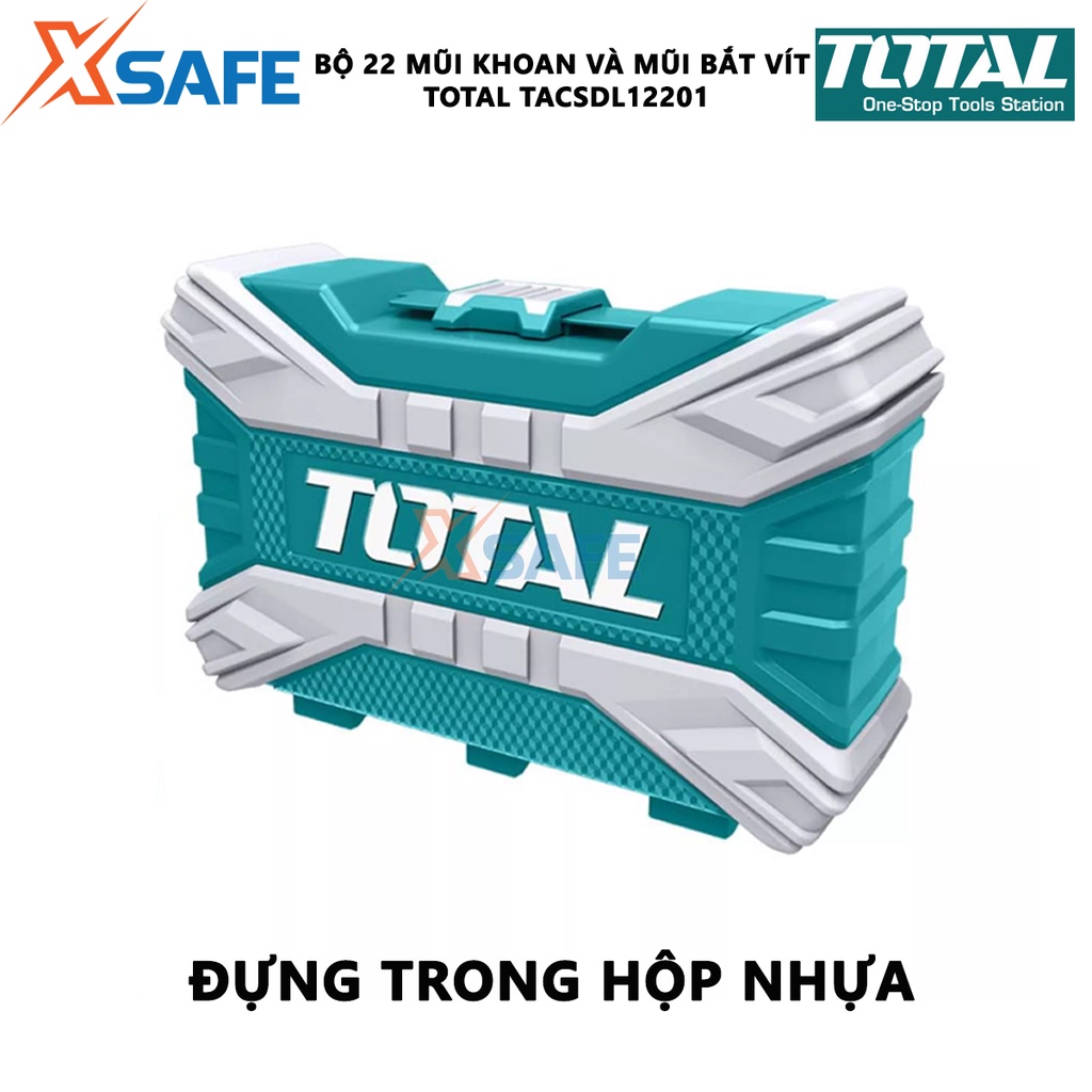 Bộ mũi khoan và mũi bắt vít đa năng 22 chi tiết TOTAL TACSDL12201 Bộ 22 mũi khoan và bắt vít - Chính hãng [XSAFE]