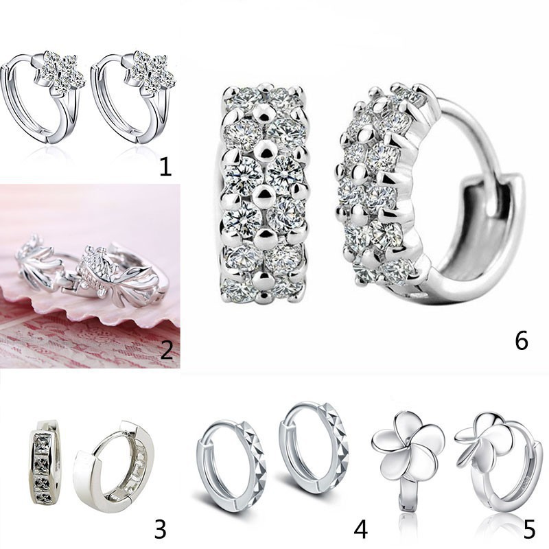 Bông tai hình bông tuyết đính đá Zircon phong cách Hàn Quốc