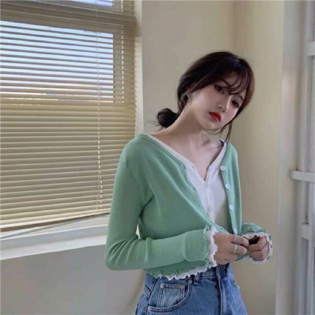 Áo croptop 2 lớp layer nút nhìu màu (ảnh thật)