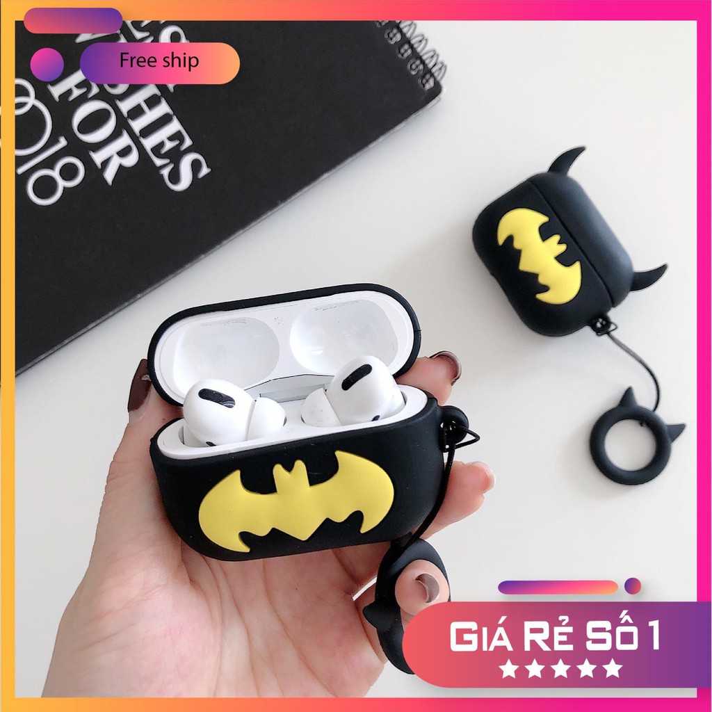 Airpods Case ⚡Freeship ⚡ VỎ BỌC AIRPODS LOGO BATMAN SỪNG Case Tai Nghe Không Dây Airpods 1/ 2/ i12/ Pro