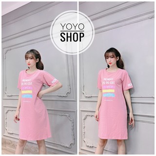 Đầm bầu bigsize dáng suông váy suông in monday yoyo màu hồng form từ 50-75kg