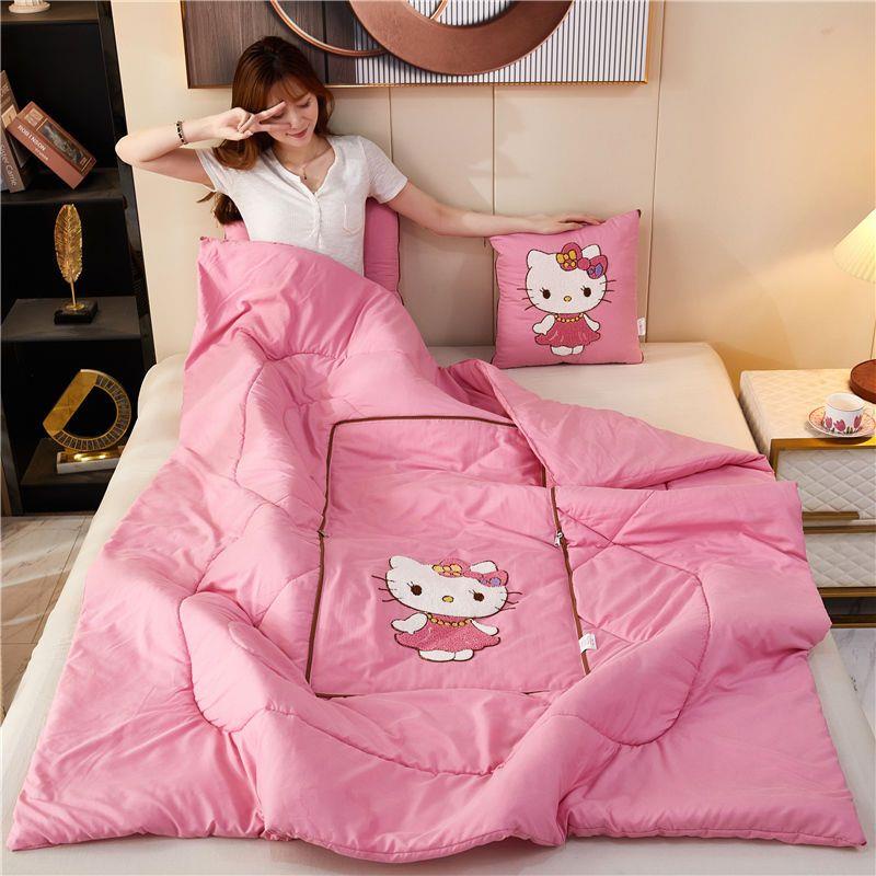 Bộ Chăn Gối Mềm Thân Thiện Với Da Thêu Hoạt Hình Hello Kitty Đáng Yêu Dành Cho Bé Gái Lunac