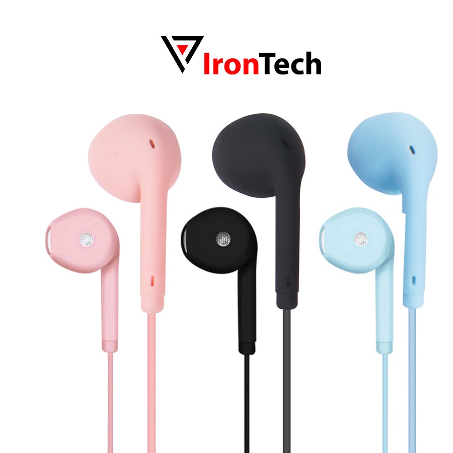 Tai nghe nhét tai có dây IronTech E19 bản Pro có mic chân tròn 3.5mm âm bass hay cho điện thoại máy tính laptop pc