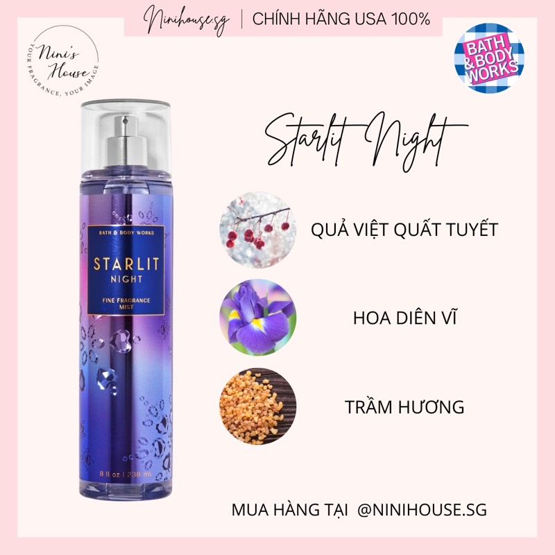 Sản phẩm chăm sóc cơ thể Bath and Body Works mùi Starlit Night