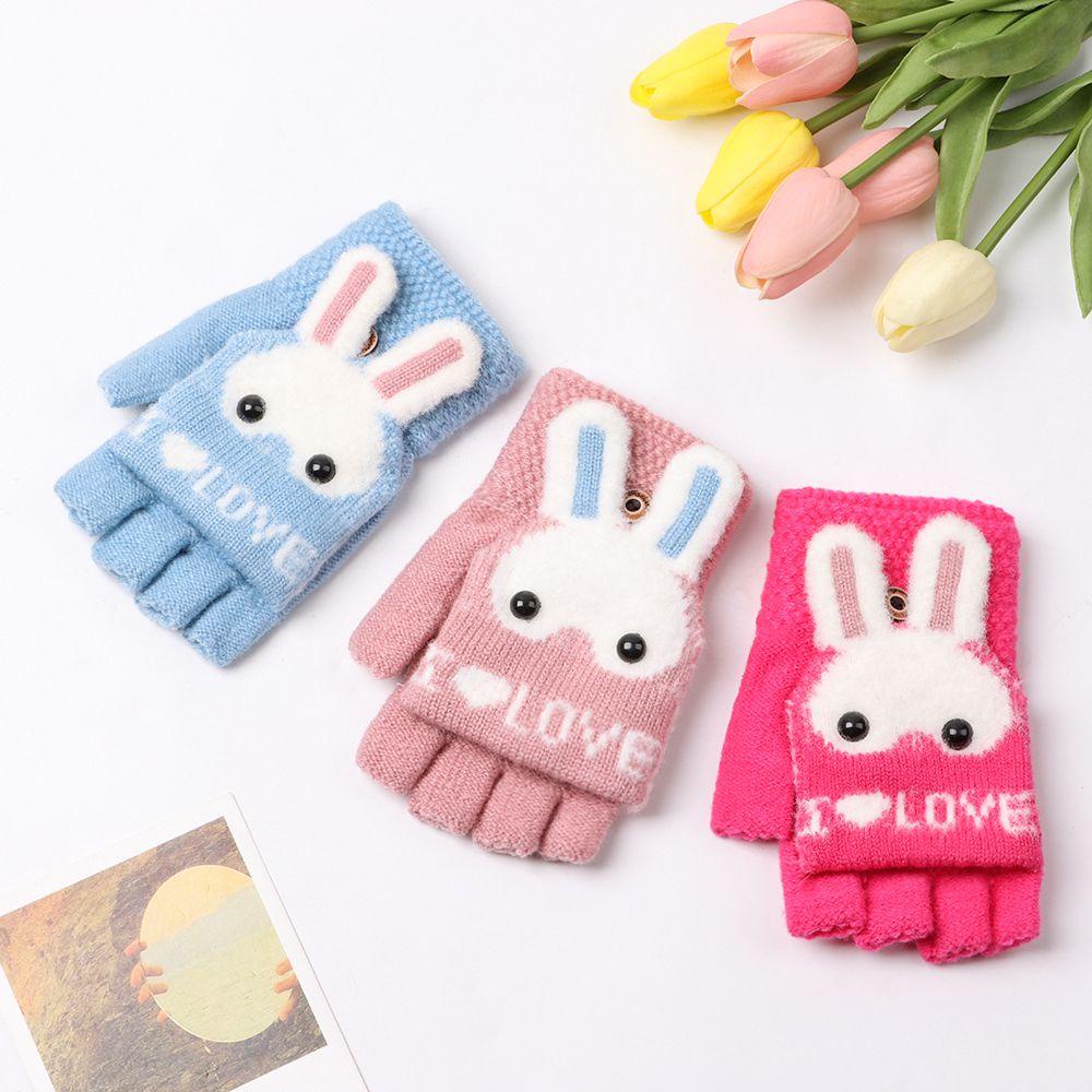 ME Găng Tay Giữ Ấm Hình Thỏ Hoạt Hình Cho Bé Trên 8 Tuổi