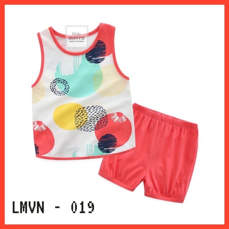 Bộ cộc tay Little maven cho bé gái size từ 12-24 cân