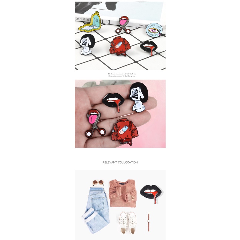 Huy hiệu cài áo bằng da hình cô gái 6 phong cách