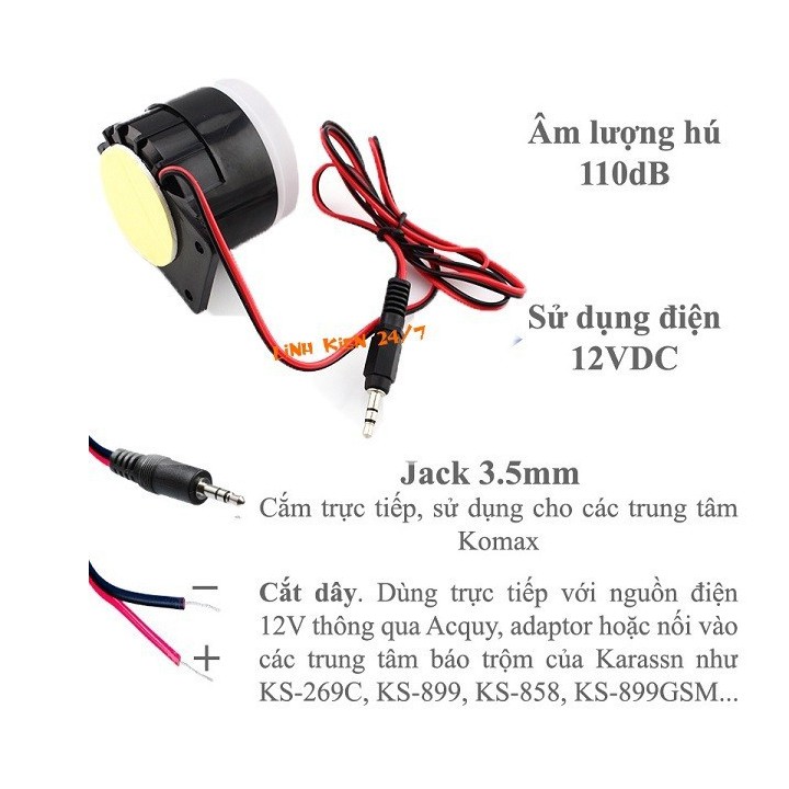 Còi hú báo động chống trộm 12v AL03 tích hợp trung tâm